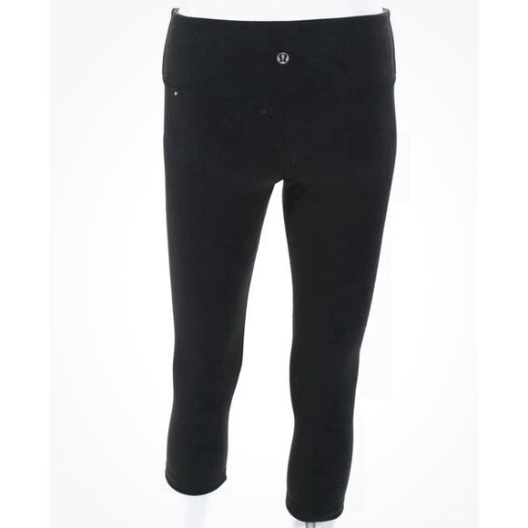 Lululemon Women’s Leggings Active Low-Rise Mid-Length Capri Blue/Black Size 4 - Picture 1 of 3